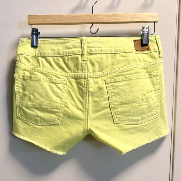 EUC AEO bright neon yellow denim cutoff shorts, 6 - Picture 2 of 6